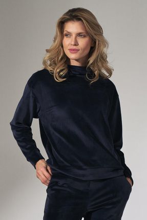 Welurowa bluza ze stójką (Granatowy, XL)