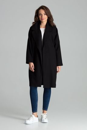 Klasyczny płaszcz z szerokimi klapami z wiązaniem (Czarny, S/M)