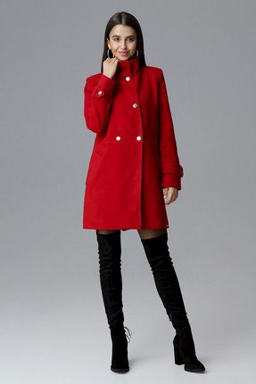 Elegancki płaszcz ze stójką (Czerwony, S)