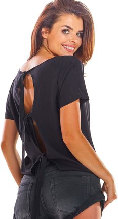 Luźna bluzka z wiązaniem na plecach (Czarny, S/M)
