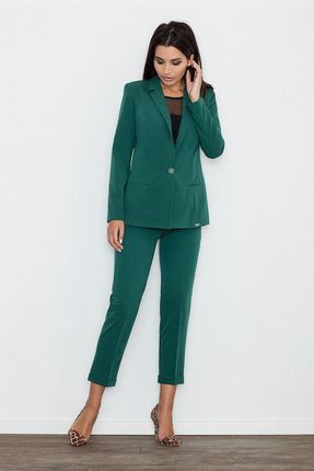 Eleganckie spodnie z wysokim stanem (Zielony, L)