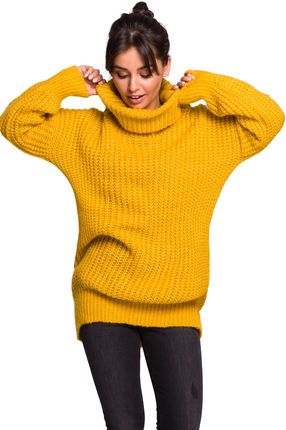 Mięsisty zimowy sweter z wysokim golfem (Miodowy, L/XL)