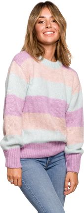 Kolorowy sweter w stylowe pasy (Miętowy, S/M)