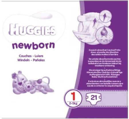 Huggies Newborn Baby Rozmiar 1 2-5Kg 21Szt.