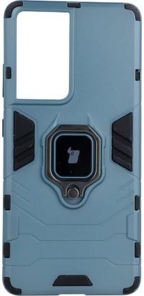 Bizon Etui Case Armor Ring Galaxy S21 Ultra niebieskie