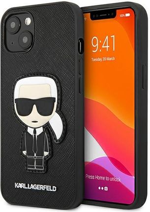Karl Lagerfeld Etui KLHCP13SOKPK Apple iPhone 13 mini Czarny/Czarny hardcase Saffiano Ikonik Karl`s Patch