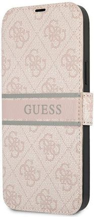 Guess Etui GUBKP13S4GDPI Apple iPhone 13 mini różowy/Różowy book 4G Stripe