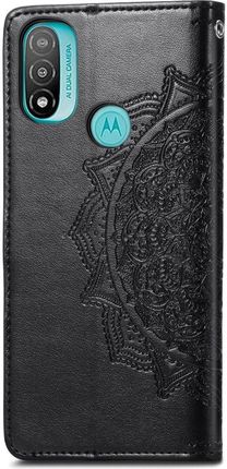 Erbord Etui Wallet do Motorola Moto E20/E30/E40 Embossment Flower Czarny