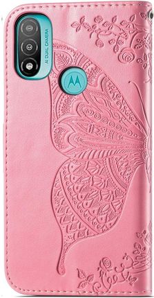 Erbord Etui Wallet do Motorola Moto E40/E30/E20 Butterfly Różowy