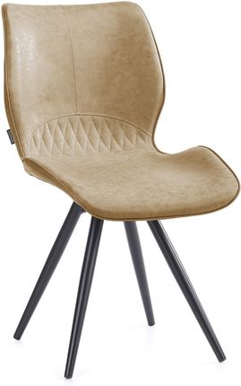 Homede Beżowe Krzesło Tapicerowane Z Eco Skóry Metalowe Nóżki Smil Cha Hom Horsal Bei