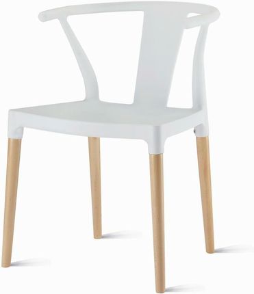 King Home Krzesło Wishbone Białe Polipropylen Drewno 38498 (Kh010100219)