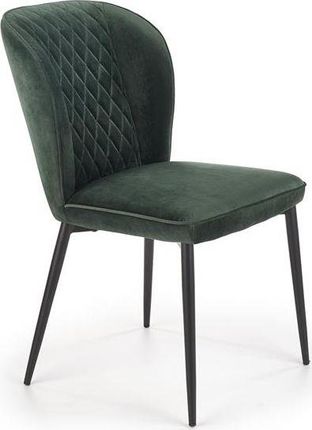 Halmar Krzesło K399 VELVET zielone tapicerowane na czarnych nogach HALMAR