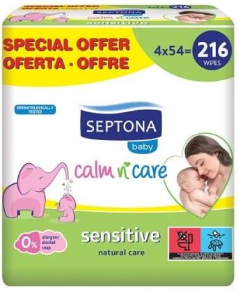 Septona Baby Sensitive Chusteczki nawilżane dla dzieci i niemowląt 4x54szt.