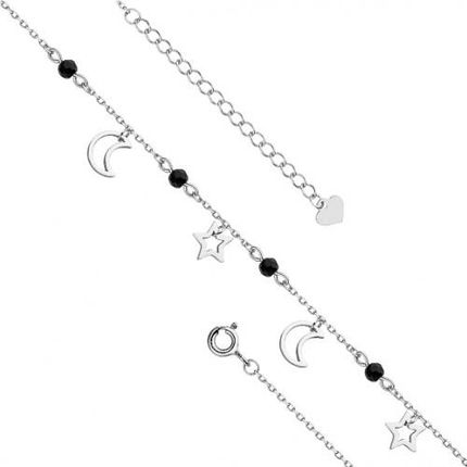 Magar Srebrna bransoletka na nogę z księżycami i gwiazdkami SL-Z1656X