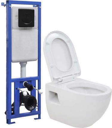 vidaXL Podwieszana toaleta ceramiczna ze spłuczką podtynkową (3082092)