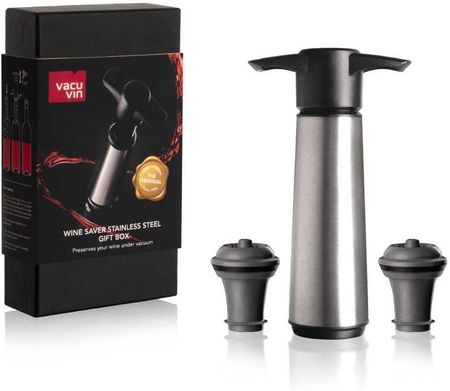 Vacu Vin Zestaw Prezentowy Pompka I 2 Korki Wine Saver Stal Nierdzewna