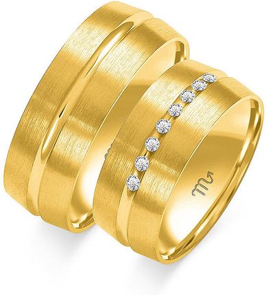 LOVRIN OBRĄCZKA Z DIAMENTAMI ŚLUBNA GRAWEROWANA ZŁOTA 333