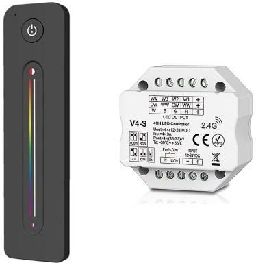 Sterownik LED do puszki fi60 - RGB+W - 1 strefowy - Pilot + odbiornik - zestaw