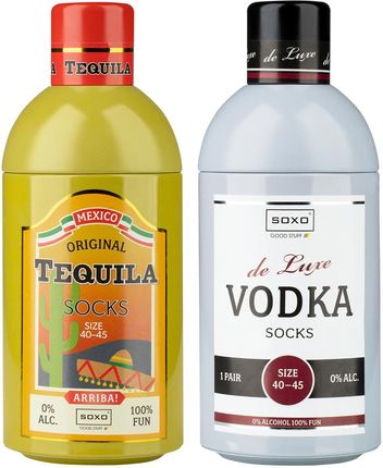 Zestaw 2x Skarpetki męskie kolorowe SOXO GOOD STUFF Tequila i wódka w butelce śmieszne bawełniane