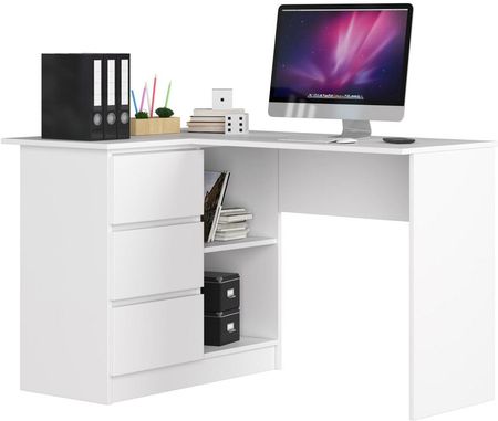 Białe biurko narożne z szufladami - Heron 3X