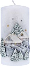 Zdjęcie Swiece Artman Boże Narodzenie Świeca Ozdobna Zimowy Domek Walec Średni Biały 1szt 206623 - Świdnica