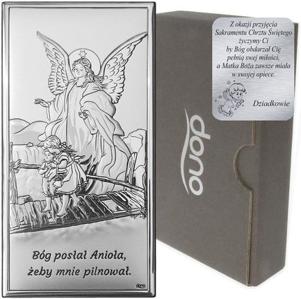 Dono Obrazek srebrny Anioł na kładce Pamiątka Chrztu Świętego DS44 (42121231)