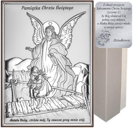 Dono Obrazek srebrny Anioł na kładce Pamiątka Chrztu Świętego DS41 (44201322)
