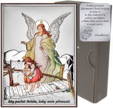Dono Obrazek srebrny Anioł na kładce Pamiątka Chrztu Świętego DS42C (45081508)