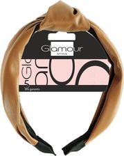 Life Glamour Karmelowa Opaska Z Węzełkiem Ze Sztucznej Skóry Opaska Do Włosów - Ozdoby do włosów