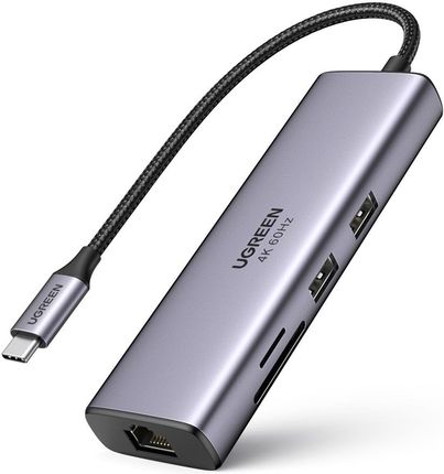 UGREEN ADAPTER 6W1 CM512 HUB USB-C DO 2X USB + HDMI + USB-C + RJ45 + TF/SD