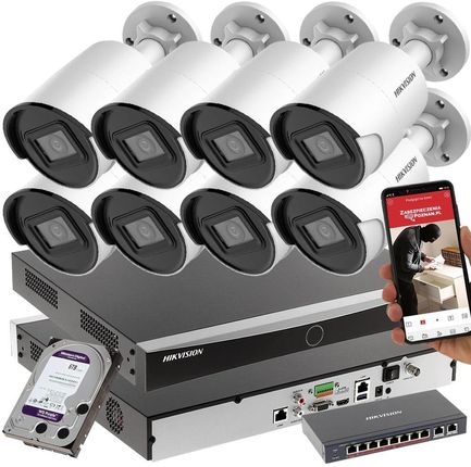 HIKVISION Monitoring sklepu zestaw 8 kamer DS-2CD2043G2-I