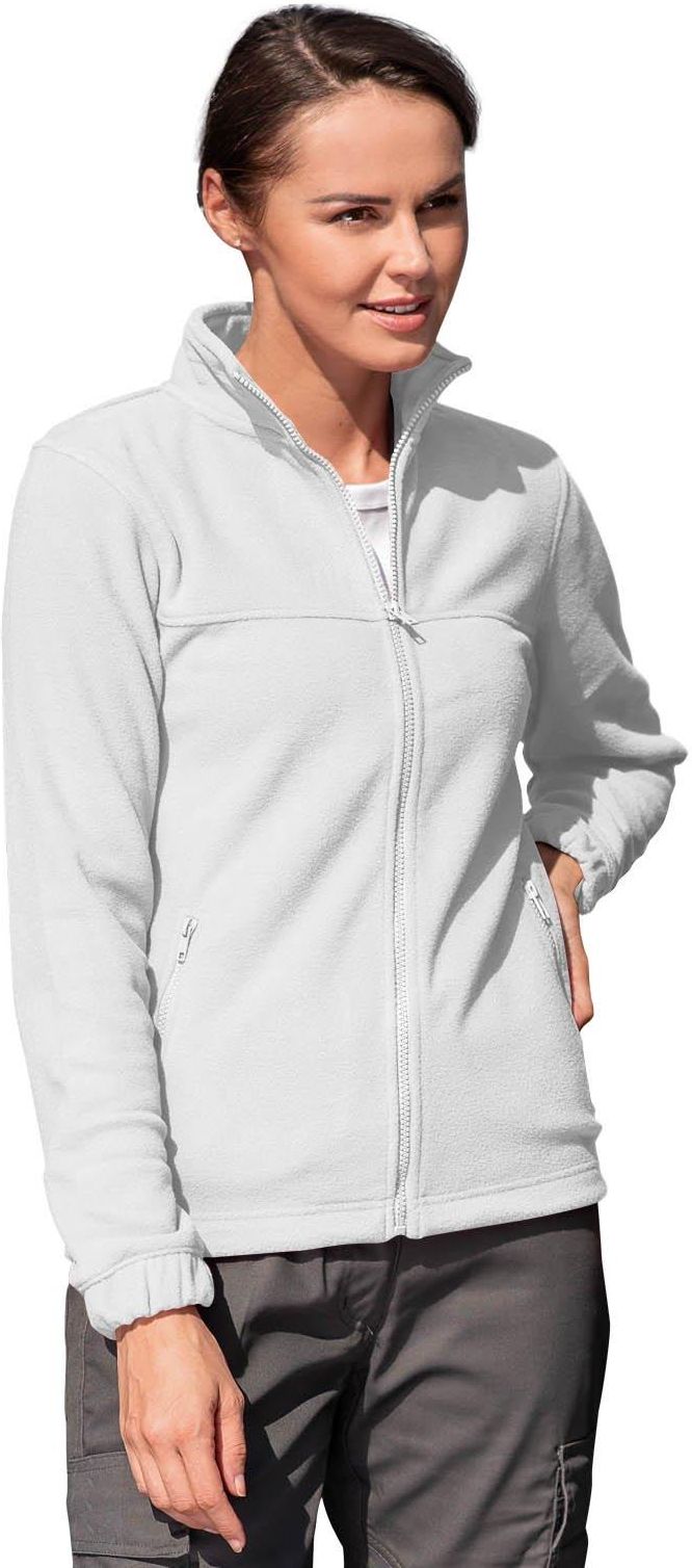 POLAR damski, bluza polarowa, rozpinana, kieszenie na suwak, RIMECK, JACKET 504, biały - zdjęcie 2 POLAR damski, bluza polarowa, rozpinana, kieszenie na suwak, RIMECK, JACKET 504, biały