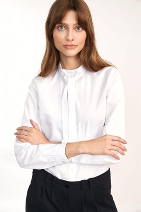 Elegancka koszula z fontaziem (Biały, M)