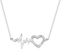 Zdjęcie Magar Srebrny naszyjnik puls i serce z cyrkoniami SL-Z1533N - Strzelce Krajeńskie