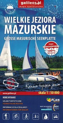 Mazury Wielkie Jeziora Mazurskie Mapa Wodoodporna