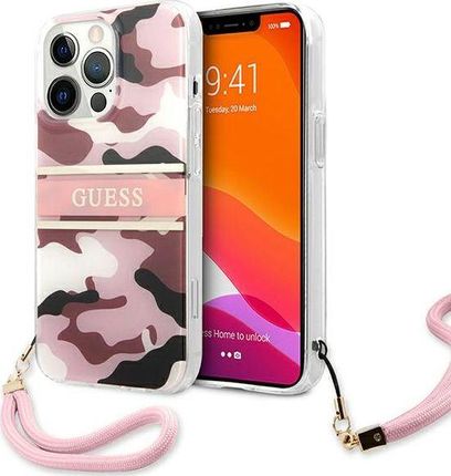 Guess GUHCP13LKCABPI iPhone 13 Pro / 61" Różowy Camo Strap Collection
