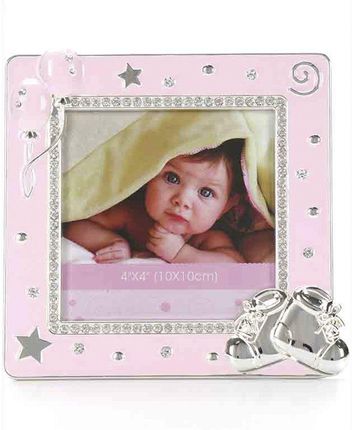 Ramka dziecięca z masy perłowej - różowa, buciki 473-3326