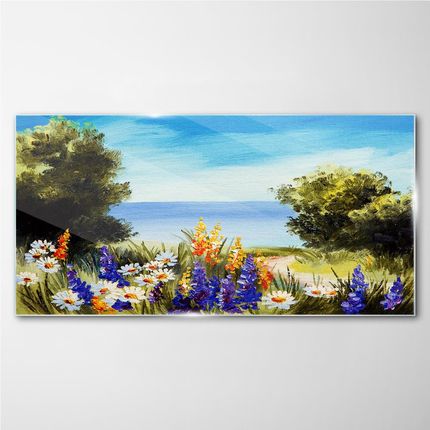 Coloray Obraz Szklany kwiaty drzewa morze niebo 120x60 cm (OSH2S72241657120X60CM)