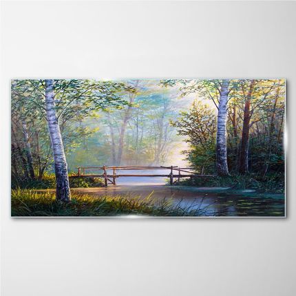 Coloray Obraz Szklany las rzeka most przyroda 120x60 cm (OSH2S755614249120X60CM)