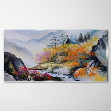 Coloray Obraz Szklany Abstrakcja Góry Drzewa Mgła 120x60 cm (OSH2S186861182120X60CM)