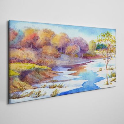 Coloray Obraz na Płótnie Akwarela drzewa rzeka 120x60 cm (OCH163018990120X60CM)