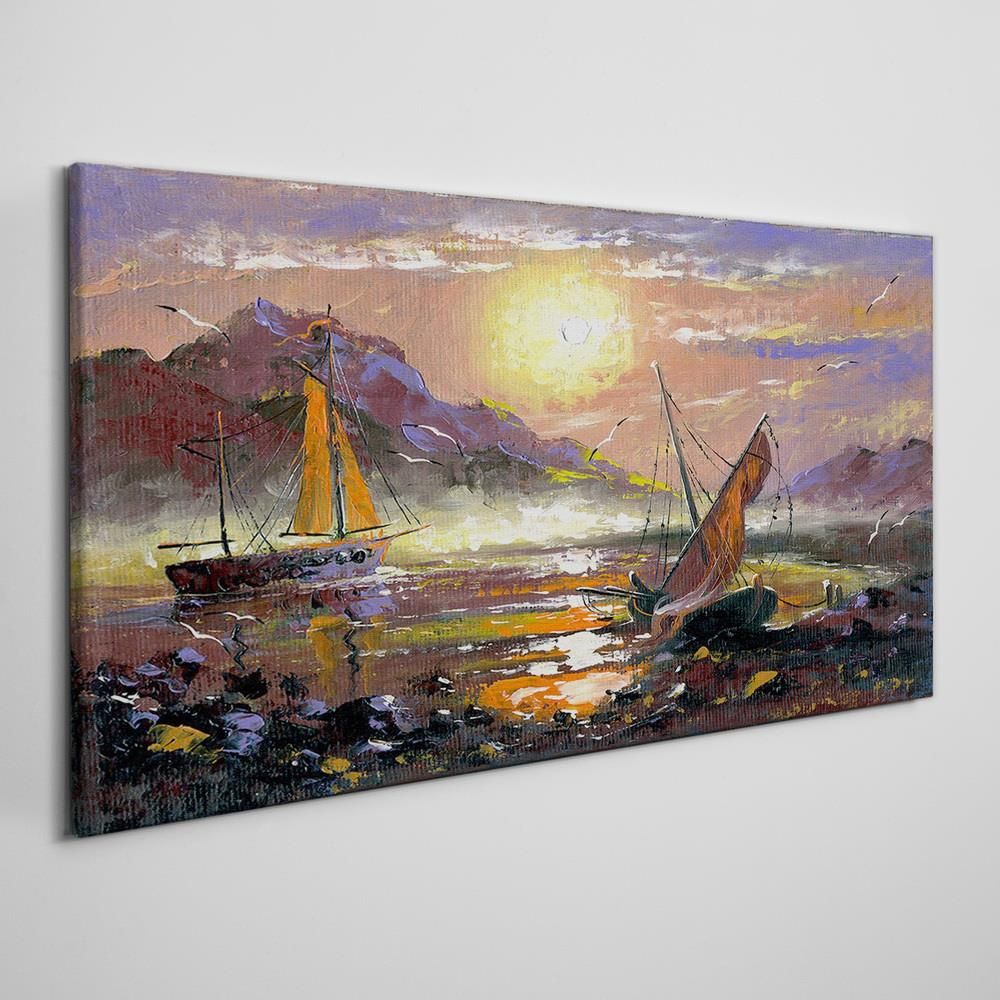 Coloray Obraz Canvas malarstwo łodzie 140x70 cm OCH21413872140X70CM