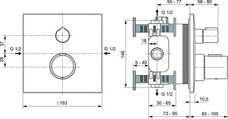Ideal Standard Ceratherm C100 Magnetyczny Szary (A6956A5)