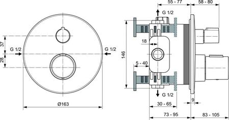 Ideal Standard Ceratherm T100 Magnetyczny Szary (A5813A5)