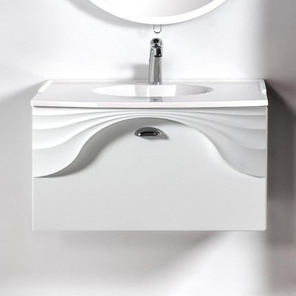 Sanitti Szafka łazienkowa pod umywalkę 80 cm Sanitti Asso AS-80-CM biała uchwyt chrom mat