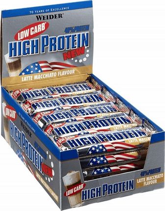 Weider 40% Low Carb High Protein Bar Karmel Orzechowy 24 Batony 50G