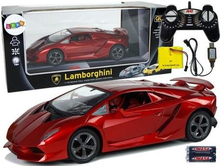 Lean Toys Auto Sportowe R/C 1:18 Lamborghini Sesto Elemento Czerwone 2.4 G Światła