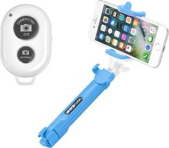 Blun Selfie stick Zestaw do selfie pilot Bluetooth tripod niebieski/blue