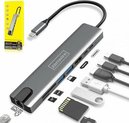 ADAPTER HUB 9w1 USB-C HDMI RJ45 Ethernet SD Mac M1
