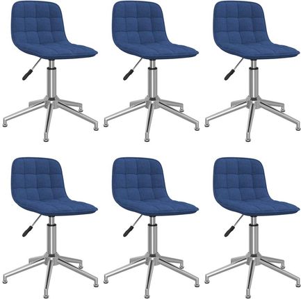 Obrotowe Krzesła Stołowe 6 Szt. Niebieskie Obite Tkaniną 13452-3086795